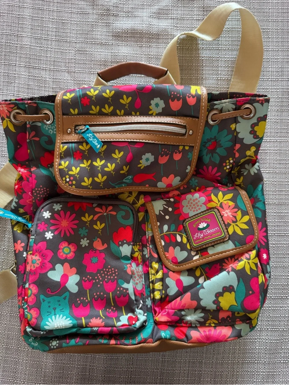 Lily Bloom Brown Floral Multi-Color Backpack